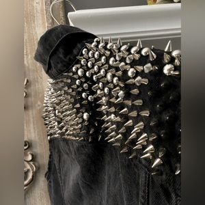 Custom designed vintage studded jean jacket vest men’s size M
